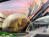 Train Station, Train, Underway, Subway, Future, Futuristic, Sci-Fi, Science Fiction, Traffic, Transport, Transportation, Technology, Architecture, Digital Illustration, Environment Concept