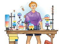 Vector Illustration, Vector Clipart Images Example, laboratory, student, college, pupil, experiment, chemistry, science, study, error, failure, analysis, equipment, labware